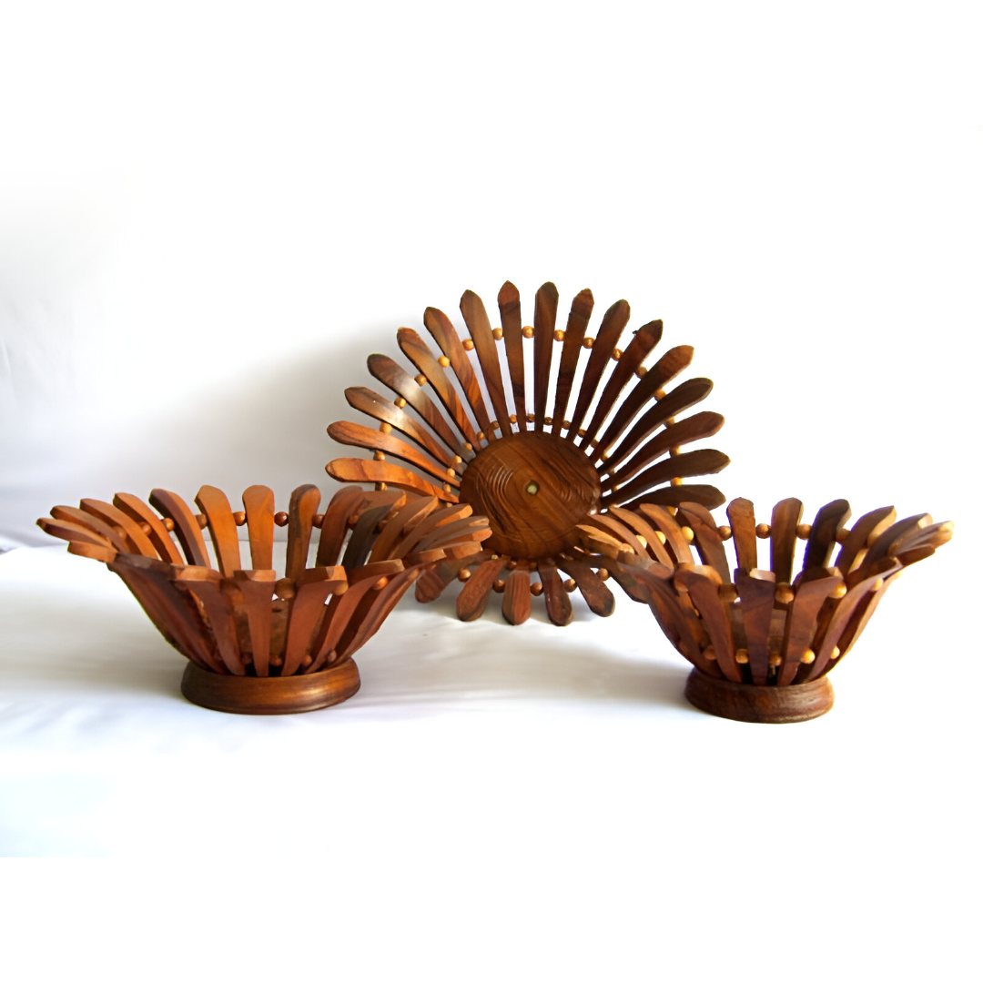 Wooden Fruit Basket - Ser of 3