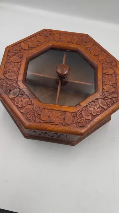 Dry fruit Box – 4 Slots – Carving